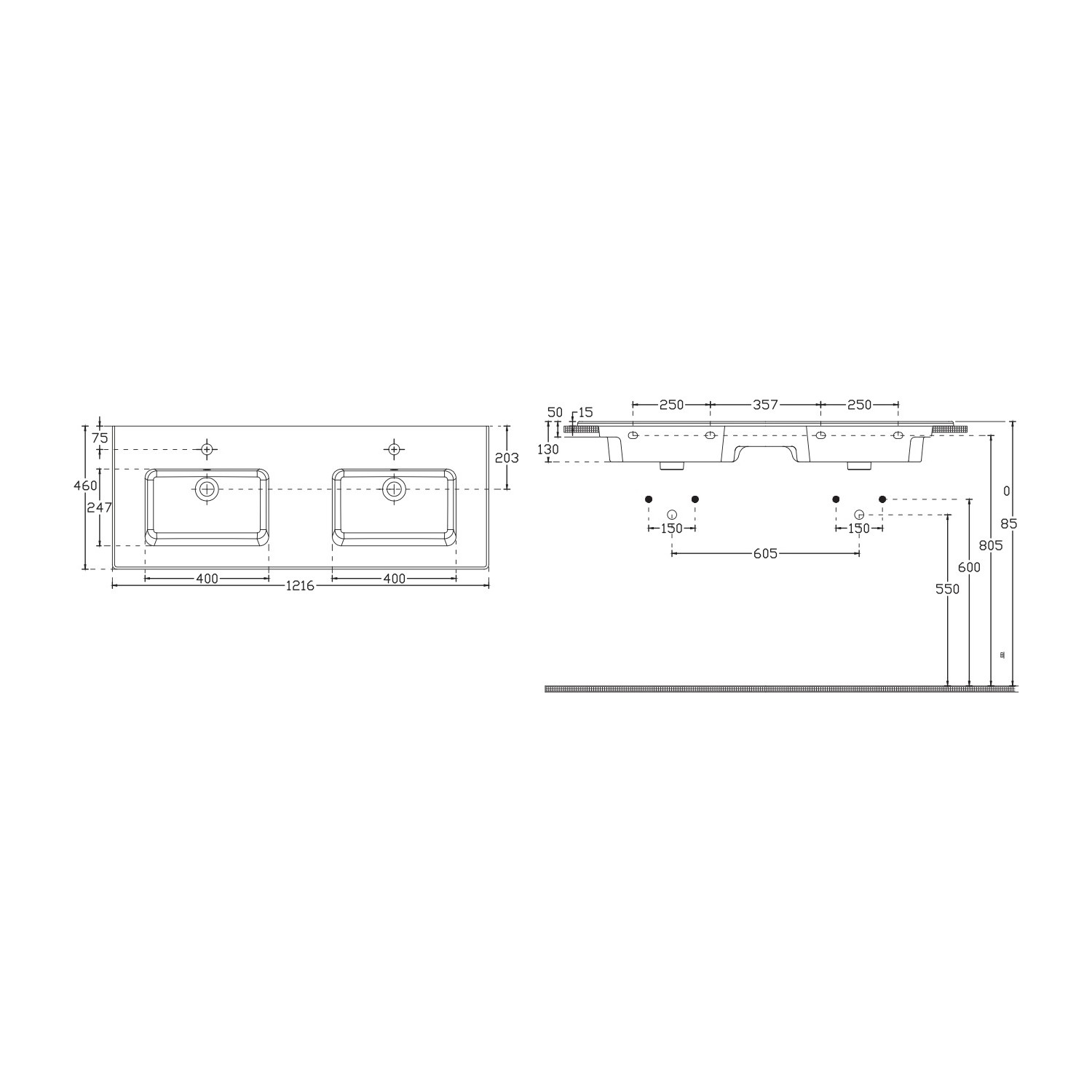 Isvea Sistemat Flat Lavabo 121 cm (Çift Lvb.) - Görsel 2