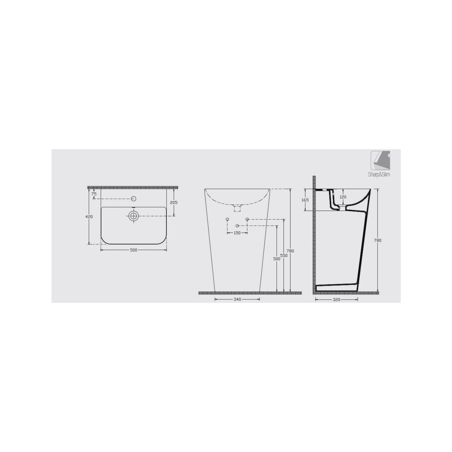 Isvea Sott'Aqua Monoblok Lavabo 50 cm Vizon - Görsel 2