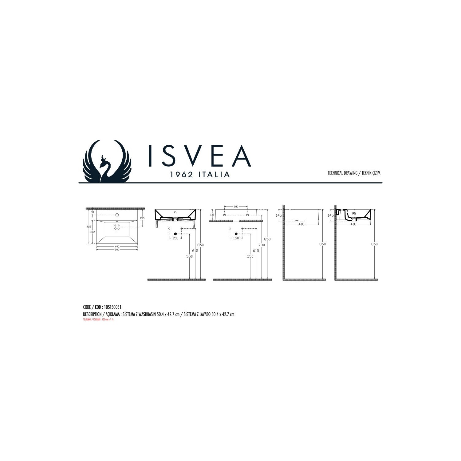 Isvea Sistemaz Frame 50 cm Tezgahüstü Lavabo - Görsel 2