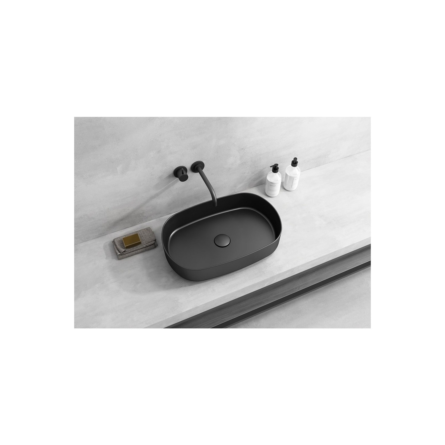 Isvea Infinity 55 cm Tezgahüstü Lavabo-Mat Siyah - Görsel 3