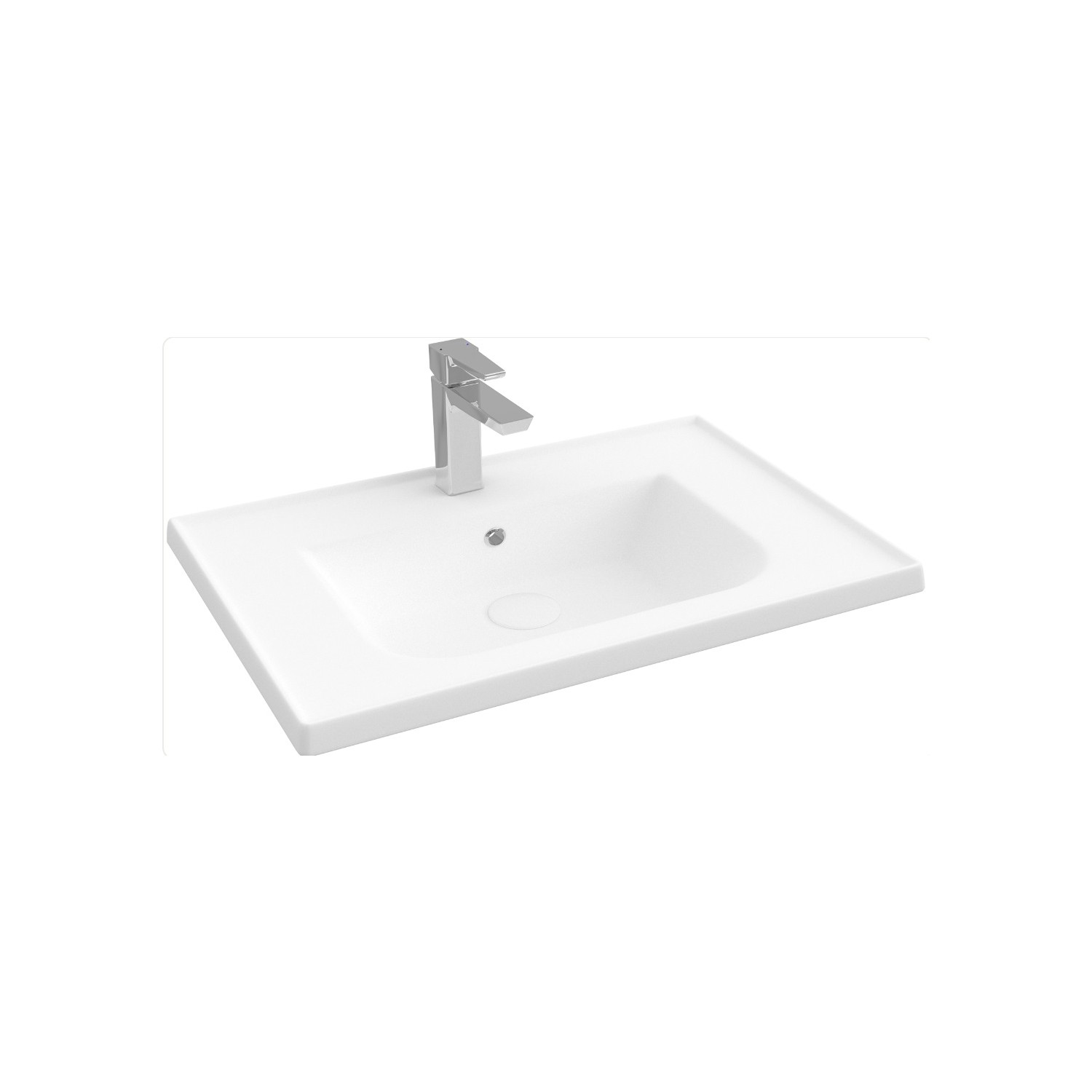 Isvea Linea Düz Lavabo 65CM Beyaz Dekorsuz Delikli 10LE50065-49