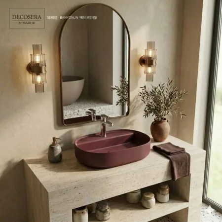 isvea infinity tezgah Üzeri lavabo 60 cm rustik bordo 10nf65060 2r