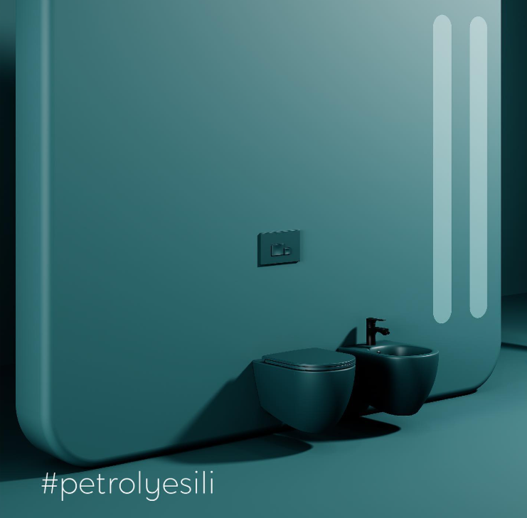Isvea Infinity Clearim Plus Asma Klozet Petrol Yeşili- Kapak Dahil 10NF02001-2P - Görsel 2