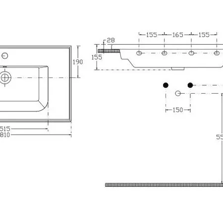 İsvea linea flat lavabo 81 cm 2420067613 10le50081