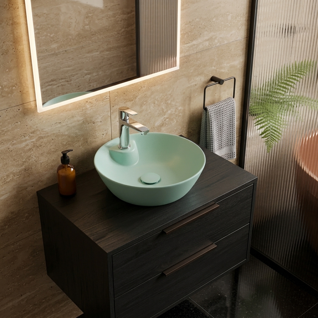 Isvea Sistema Y Soft Tezgahüstü Lavabo 45 cm Mint Yeşil