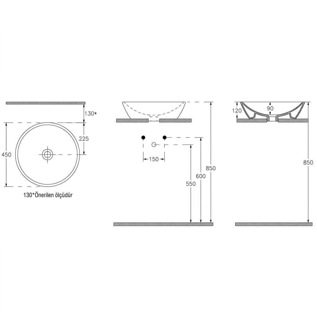 Isvea Sistema Y Soft Tezgahüstü Lavabo 45 cm Mint Yeşil - Görsel 3