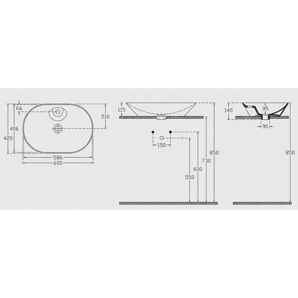Isvea Sistema Y Soft Tezgah Üstü 60 cm Lavabo - Görsel 5