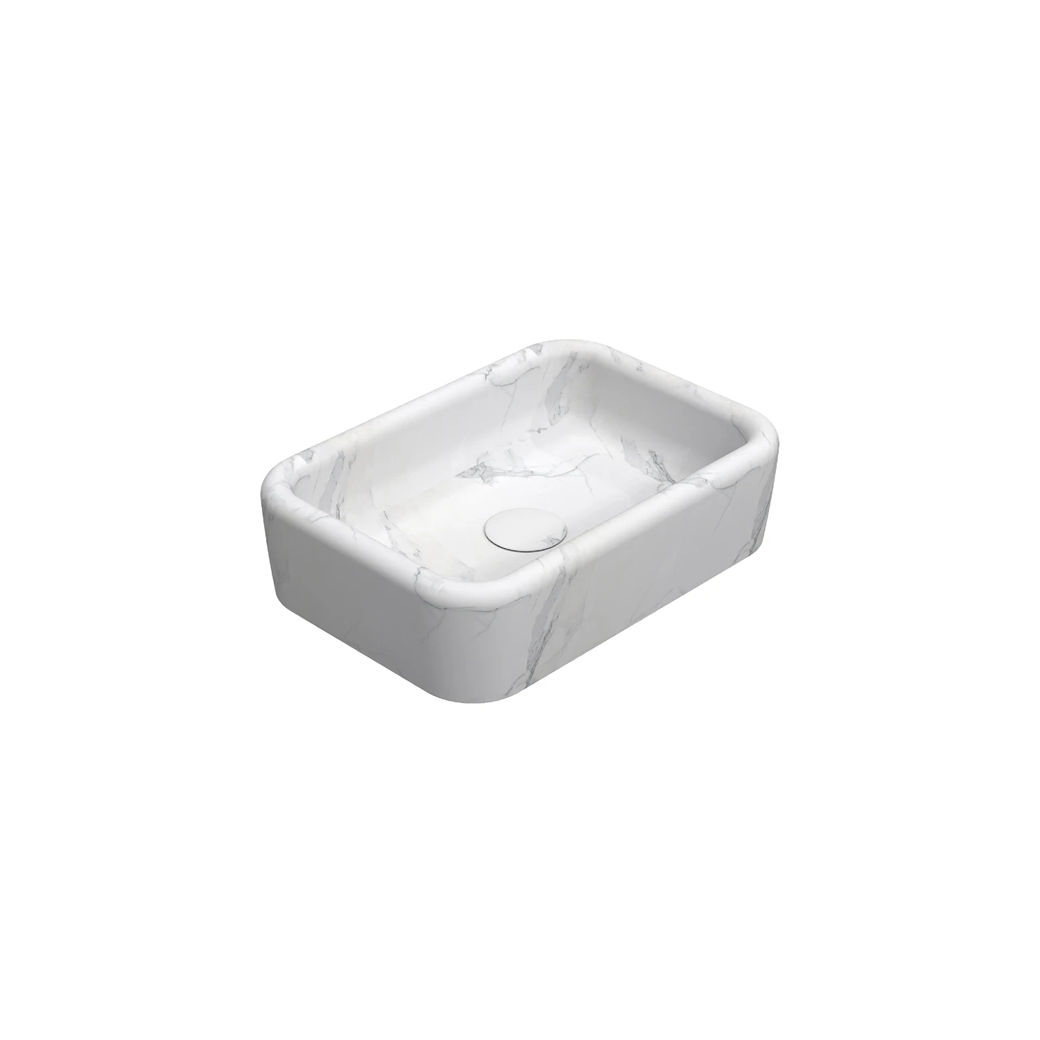 CURVO Tezgah Üstü Lavabo 60 cm Marmo Beyaz (Derin)