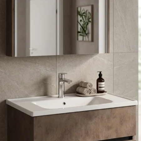 Isvea TRIO+ Banyo Dolabı Çift Çekmeceli 80 cm Aynalı Set - Retro Bronz