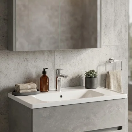 Isvea TRIO+ Banyo Dolabı Çift Çekmeceli 80 cm Aynalı Set - Retro Gümüş