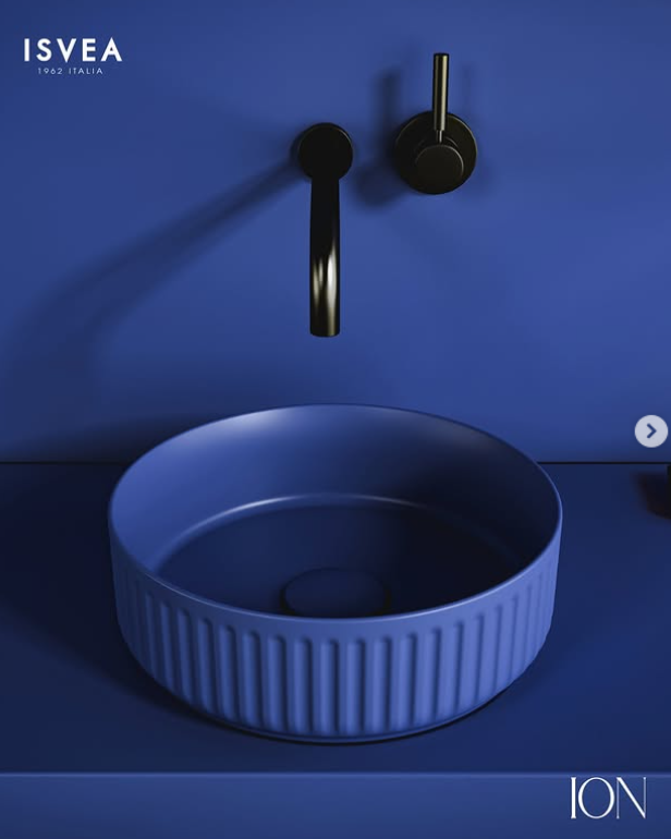 Isvea Artısan Edition Davanti Tezgahüstü Dekorlu Lavabo 36 cm Mavi