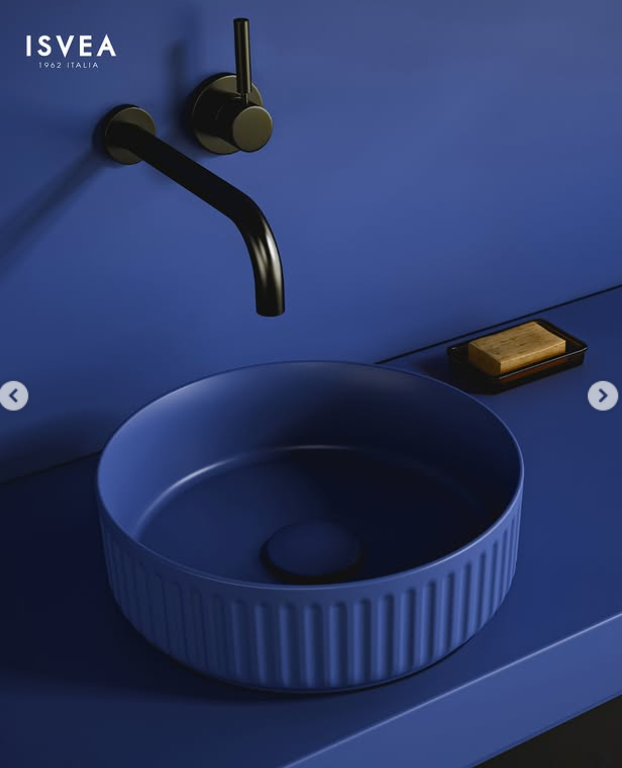 Isvea Artısan Edition Davanti Tezgahüstü Dekorlu Lavabo 36 cm Mavi - Görsel 2