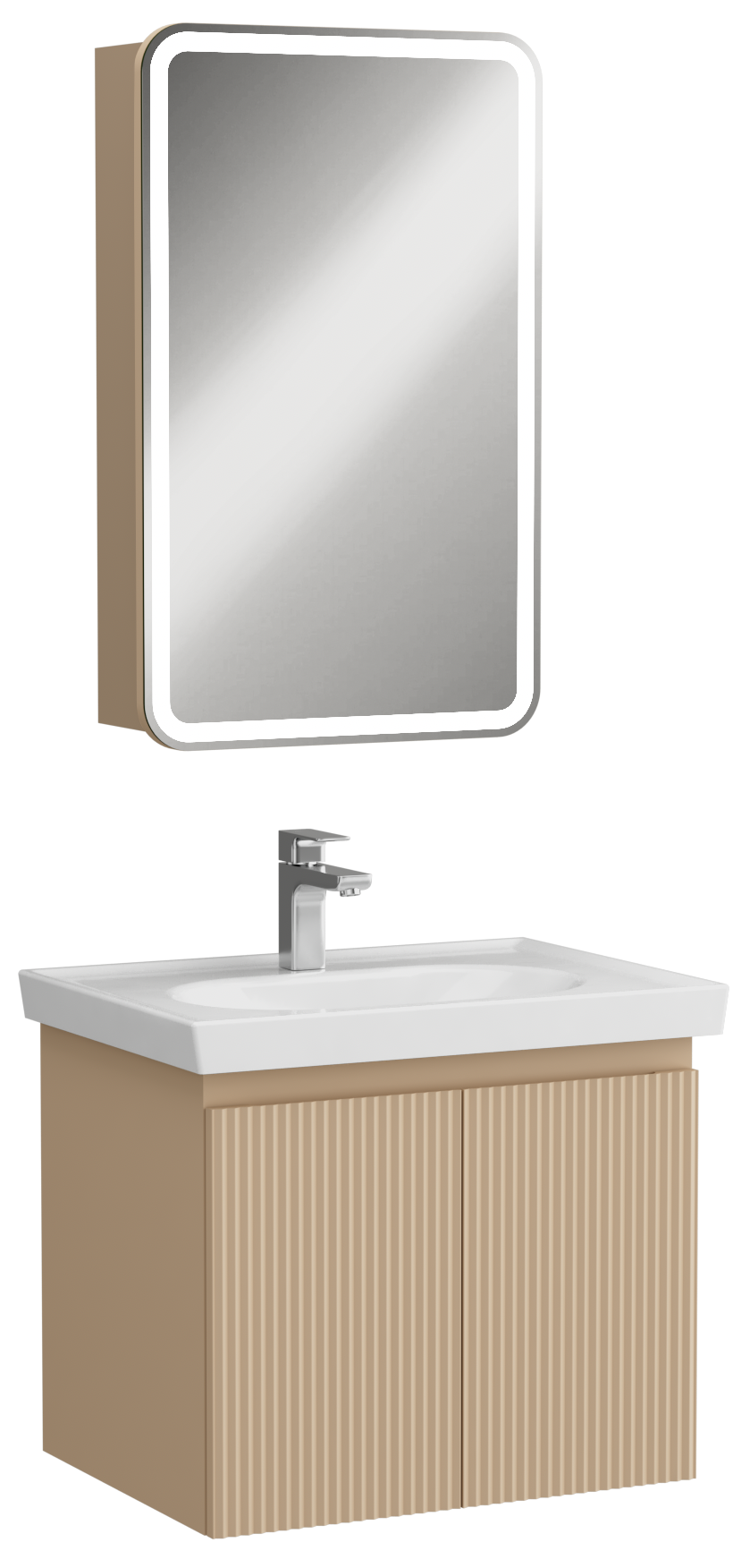 İsvea Finestra 60 cm Lavabo Dolabı + Dolaplı Ayna Set - Cappucino - Görsel 3