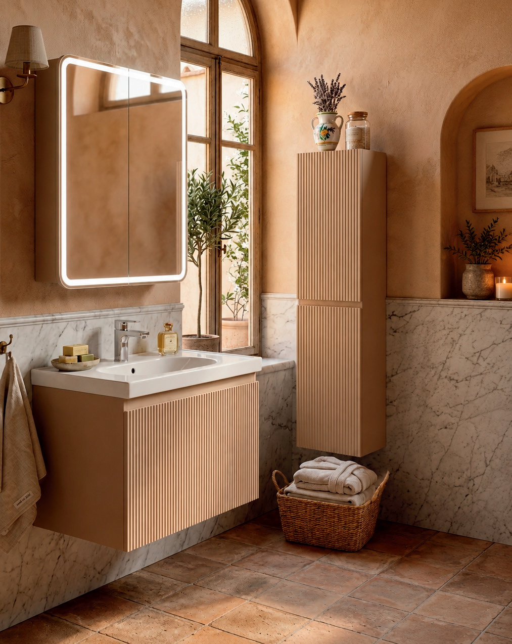 İsvea Finestra 60 cm Lavabo Dolabı + Dolaplı Ayna Set - Cappucino - Görsel 2