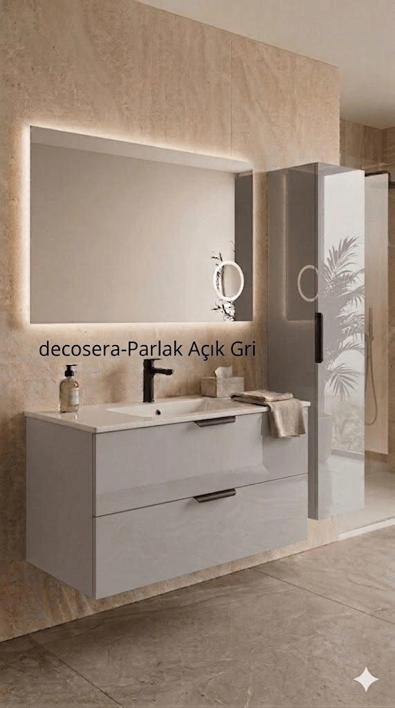 İsvea Liv 100 cm Çift Çekmeceli Lavabo Dolabı + Büyüteçli Ayna Seti