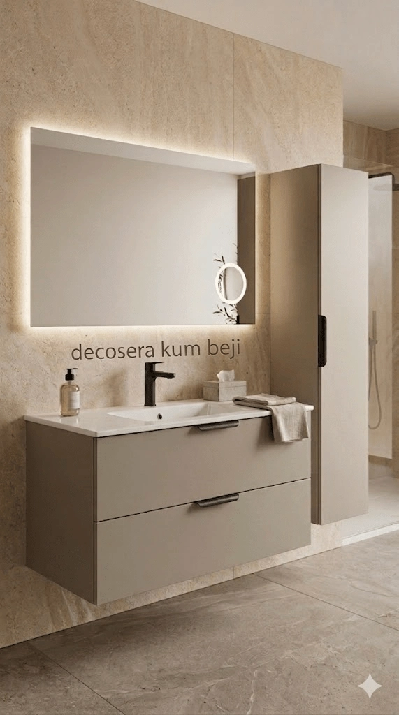 İsvea Liv 100 cm Çift Çekmeceli Lavabo Dolabı + Büyüteçli Ayna Seti - Görsel 3