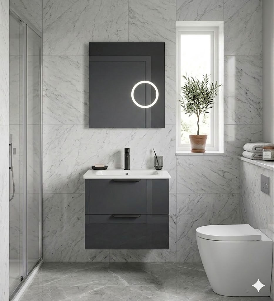 İsvea Liv 60 cm Çift Çekmeceli Lavabo Dolabı + Büyüteçli Ayna Seti - Görsel 3