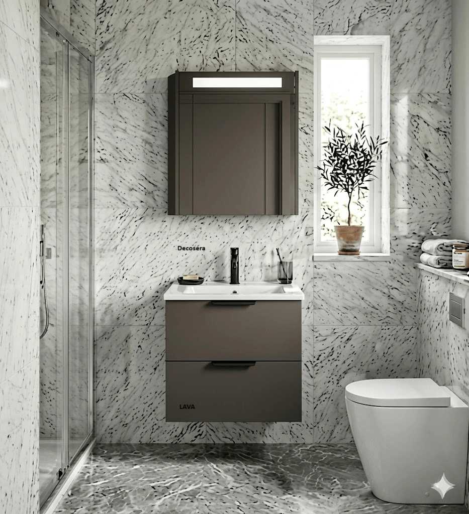İsvea Liv 60 cm Çift Çekmeceli Lavabo Dolabı + Dolaplı Ayna Seti - Görsel 2