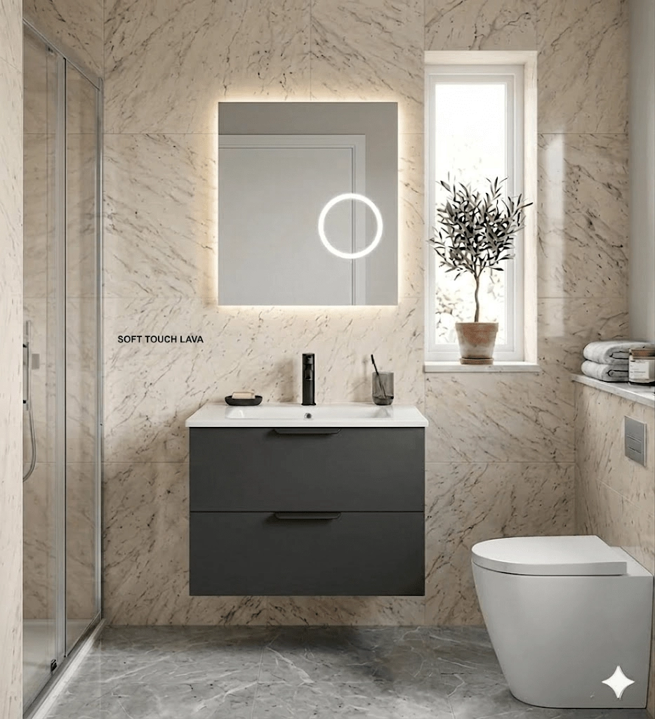 İsvea Liv 80 cm Çift Çekmeceli Lavabo Dolabı + Büyüteçli Ayna Seti