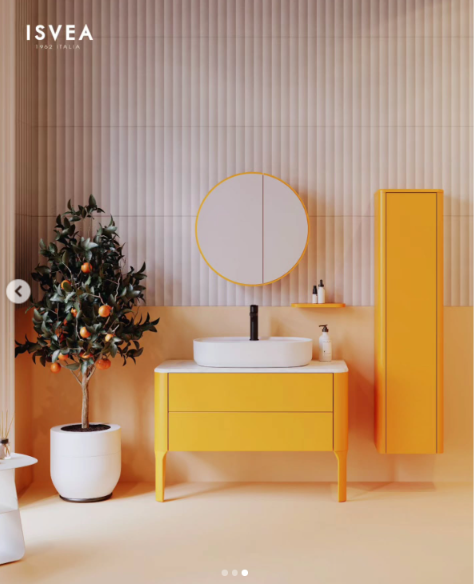 SOGNO Lavabo Dolabı ve Ayna Seti, 100 CM - Amber Sarı - Görsel 4