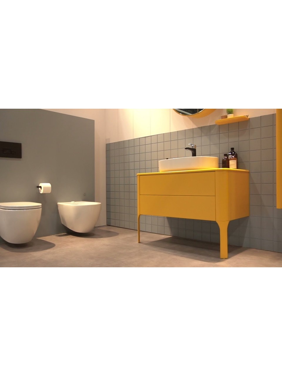 SOGNO Lavabo Dolabı ve Ayna Seti, 100 CM - Amber Sarı - Görsel 2