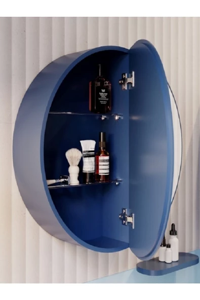 SOGNO Lavabo Dolabı ve Ayna Seti, 100 CM - Gece Mavisi - Görsel 4
