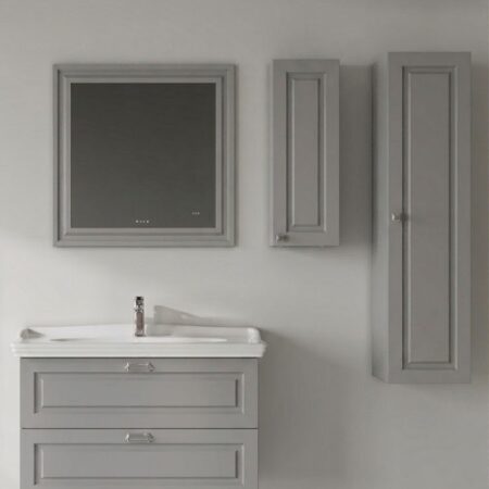 VALENTIA Çekmeceli Lavabo Dolabı ve Ayna Seti, 90 CM - Gri