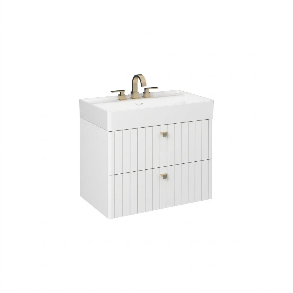 VEA Lavabo Dolabı 80 cm, Beyaz Renk ve 75 cm LED’li Ayna SET - Görsel 2