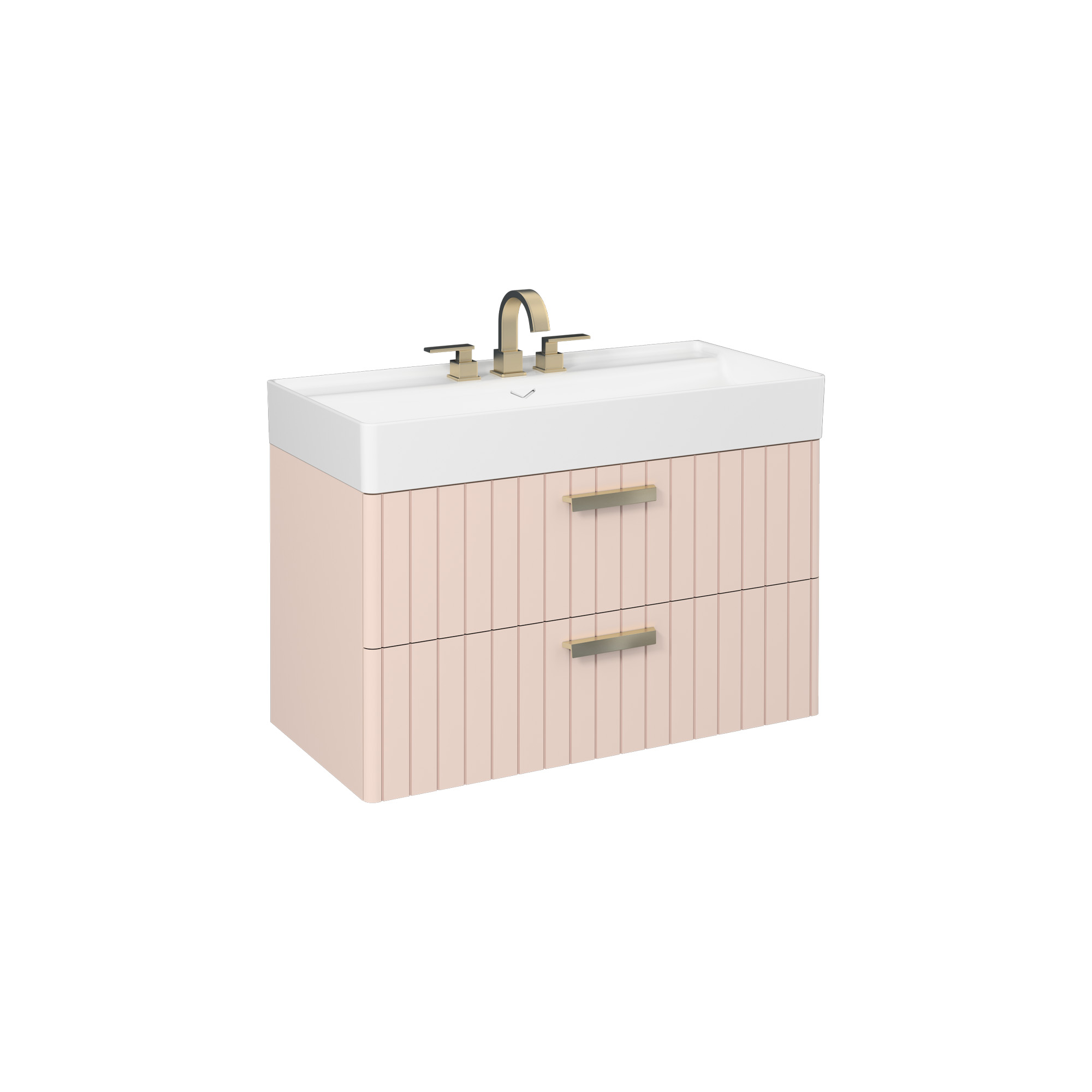 VEA Lavabo Dolabı 100 cm, Rosa Renk ve 100 cm LED’li Ayna SET - Görsel 2