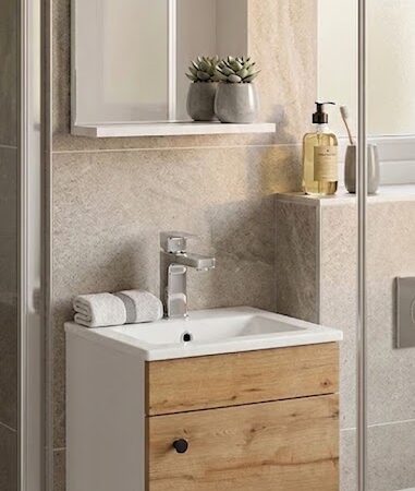 İsvea Bari 40 x35 cm Mini Lavabo Dolabı + Etajerli Aynalı Set