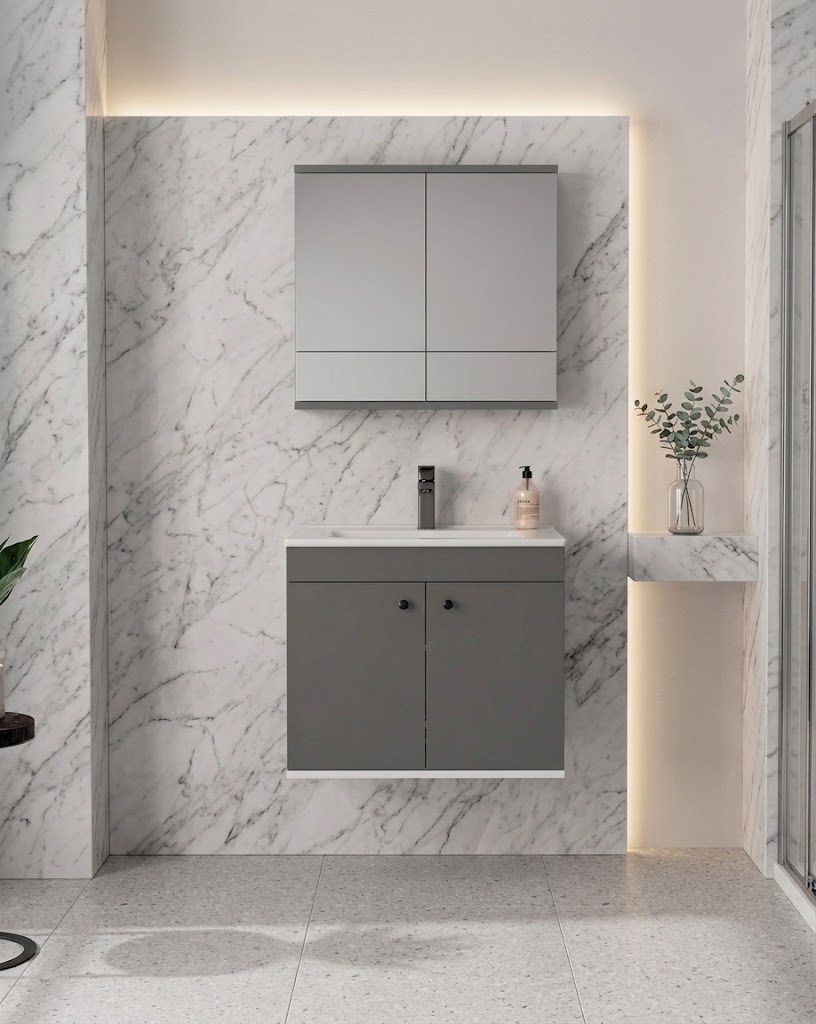 İsvea Bari 60 cm Lavabo Dolabı + Dolaplı Aynalı Set - Görsel 3