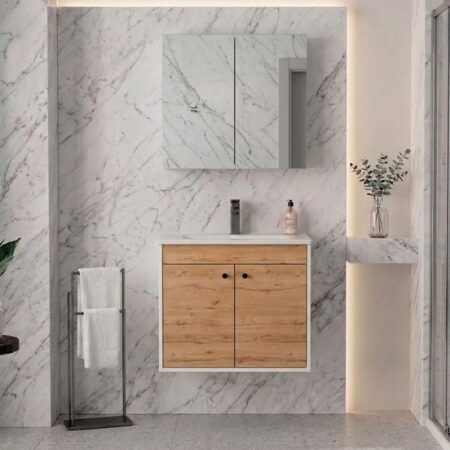 İsvea Bari 60 cm Lavabo Dolabı + Dolaplı Aynalı Set