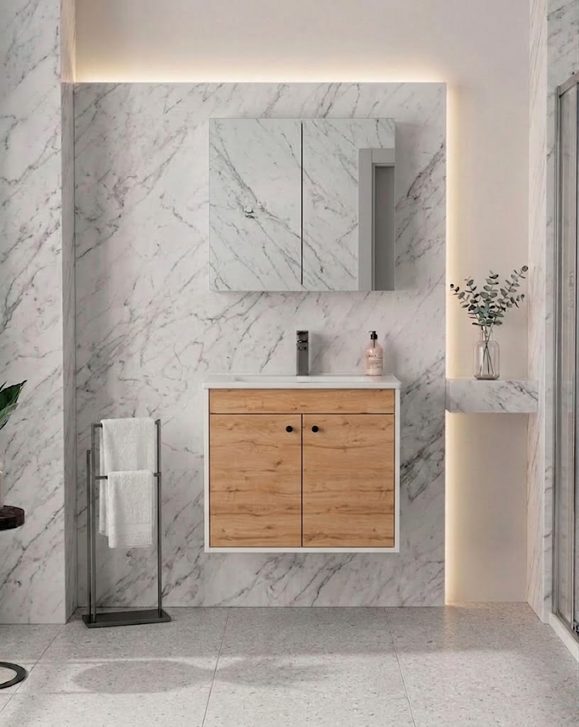 İsvea Bari 60 cm Lavabo Dolabı + Dolaplı Aynalı Set