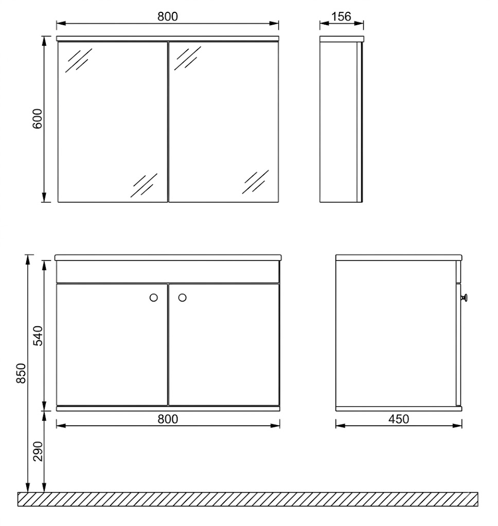 İsvea Bari 80 cm Lavabo Dolabı + Etajerli Aynalı Set - Görsel 5